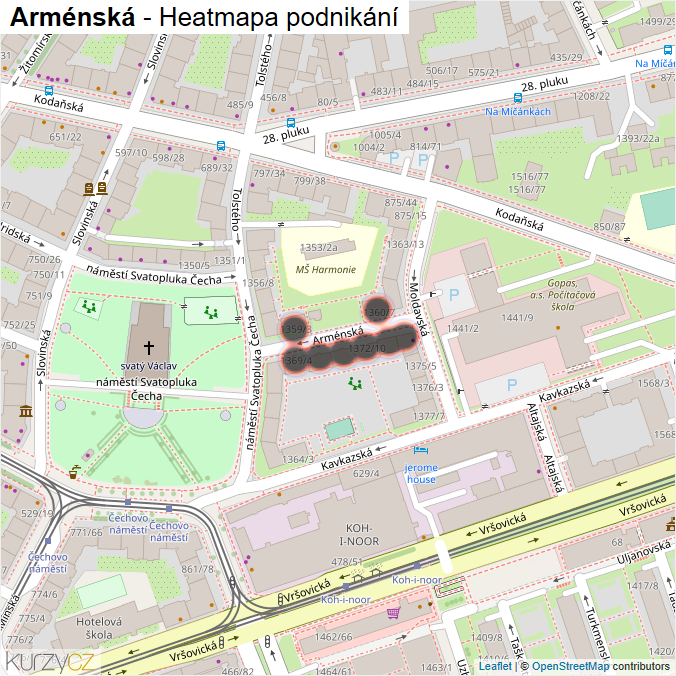 Mapa Arménská - Firmy v ulici.