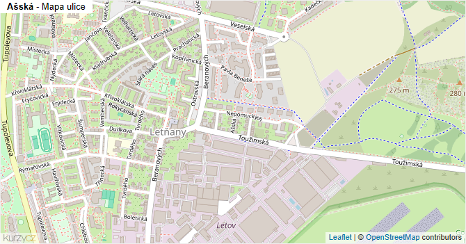Ašská - mapa ulice