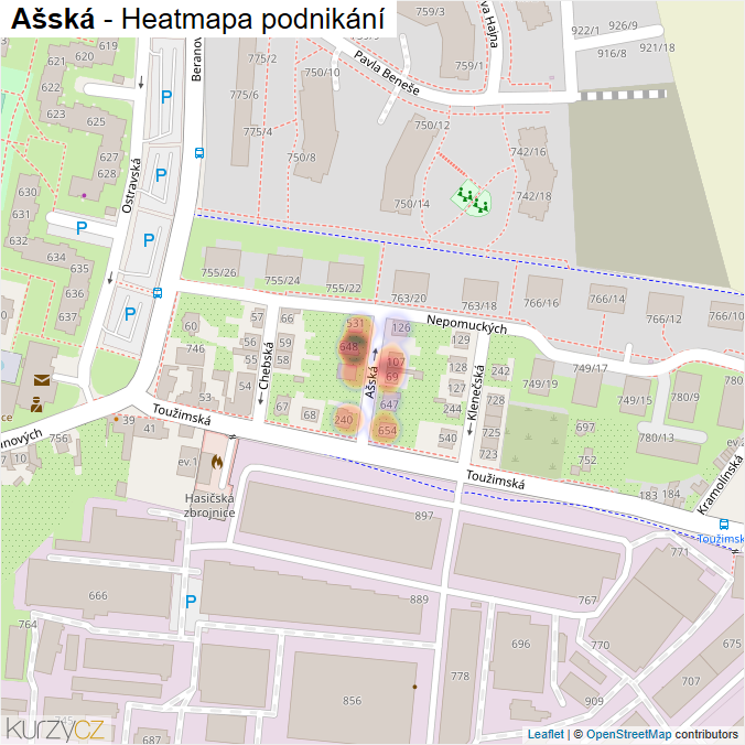 Mapa Ašská - Firmy v ulici.