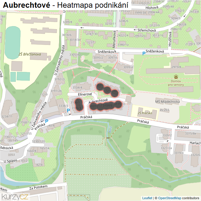 Mapa Aubrechtové - Firmy v ulici.