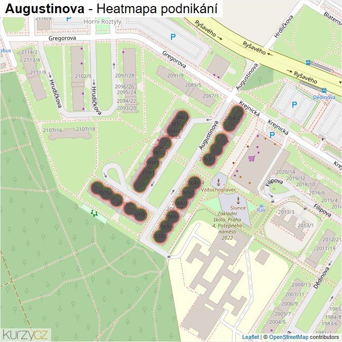 Mapa Augustinova - Firmy v ulici.