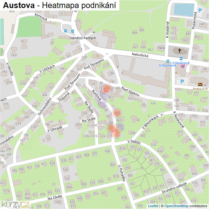 Mapa Austova - Firmy v ulici.
