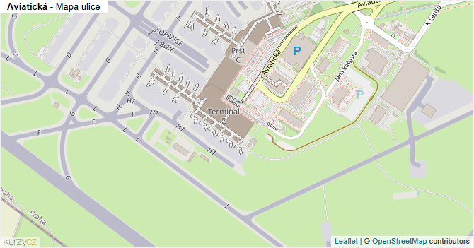 Aviatická - mapa ulice