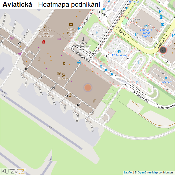 Mapa Aviatická - Firmy v ulici.