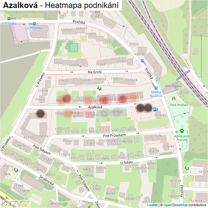 Mapa Azalková - Firmy v ulici.