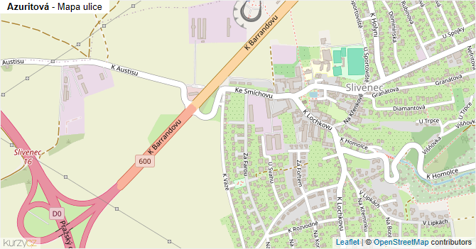 Azuritová - mapa ulice