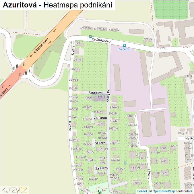 Mapa Azuritová - Firmy v ulici.