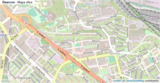 Baarova - mapa ulice