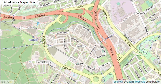 Babákova - mapa ulice