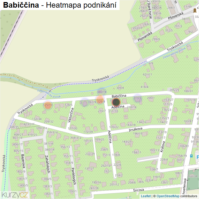 Mapa Babiččina - Firmy v ulici.
