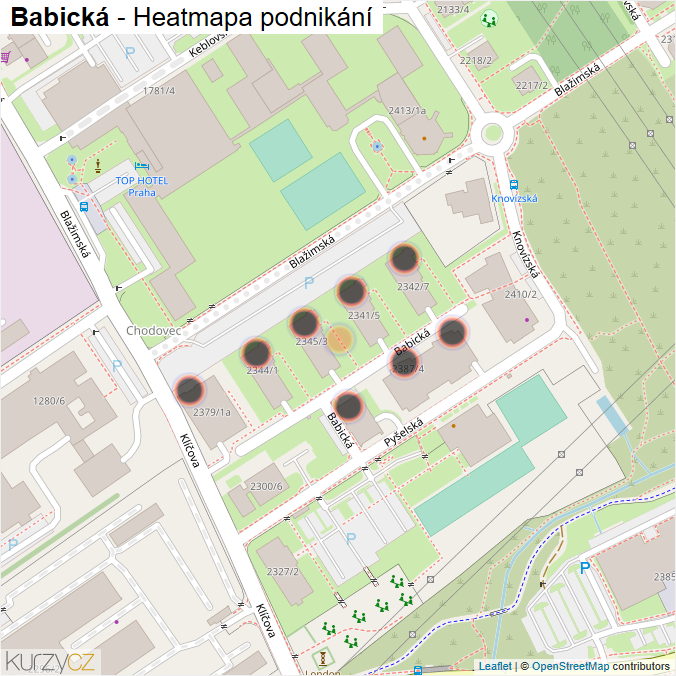 Mapa Babická - Firmy v ulici.