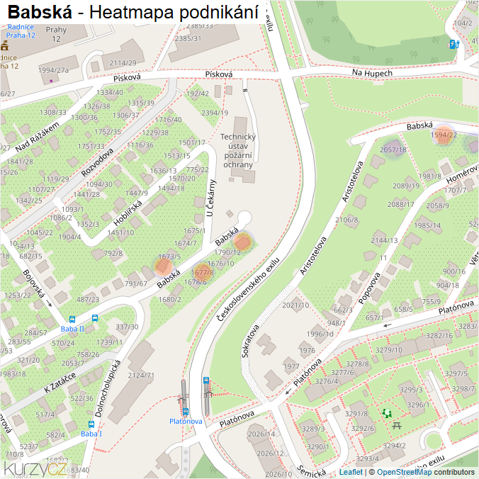 Mapa Babská - Firmy v ulici.