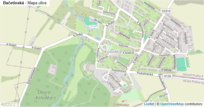 Bačetínská - mapa ulice