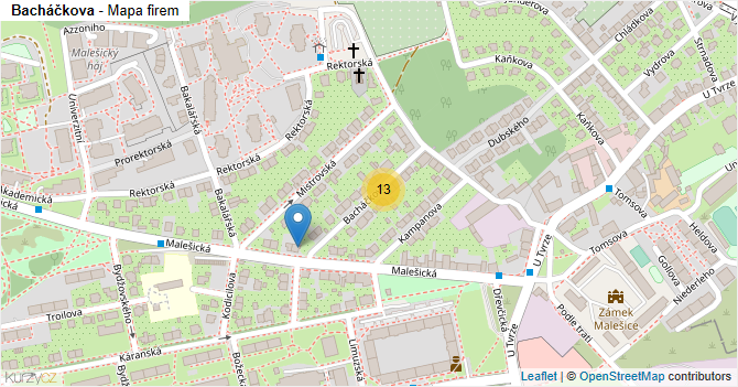 Bacháčkova - mapa firem