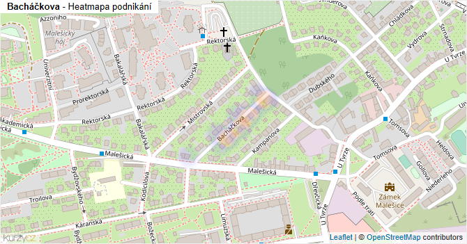 Bacháčkova - mapa podnikání