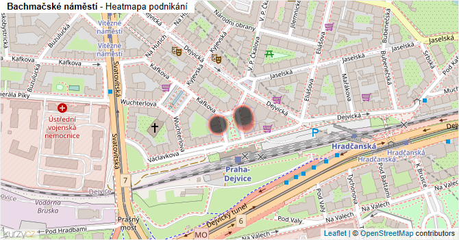 Bachmačské náměstí - mapa podnikání