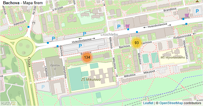 Bachova - mapa firem