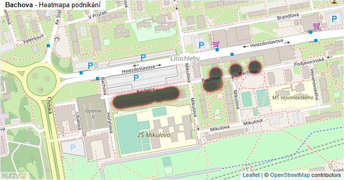 Bachova - mapa podnikání
