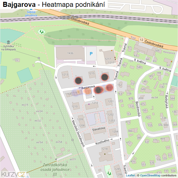 Mapa Bajgarova - Firmy v ulici.