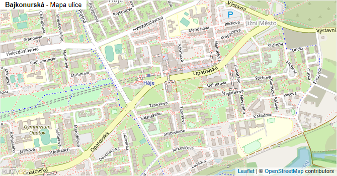Bajkonurská - mapa ulice