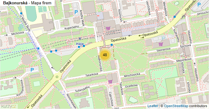 Bajkonurská - mapa firem