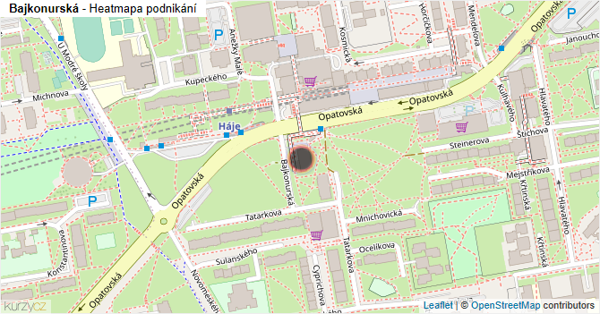 Bajkonurská - mapa podnikání