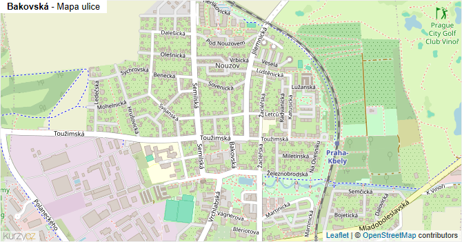 Bakovská - mapa ulice