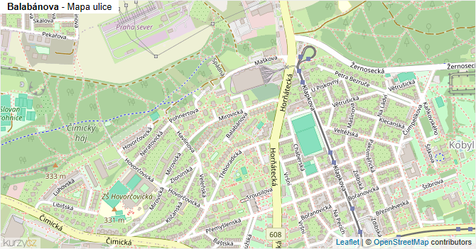 Balabánova - mapa ulice