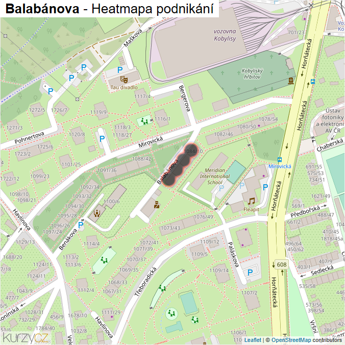 Mapa Balabánova - Firmy v ulici.
