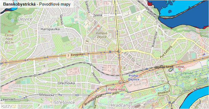 Banskobystrická - záplavové mapy stoleté vody