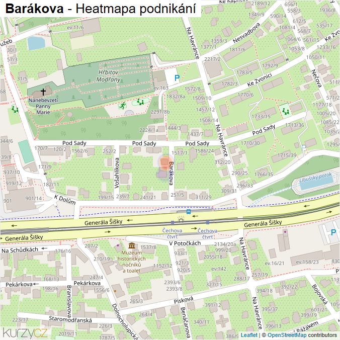 Mapa Barákova - Firmy v ulici.