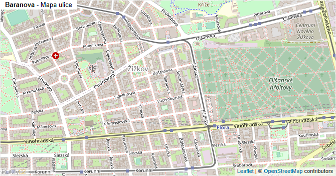 Baranova - mapa ulice