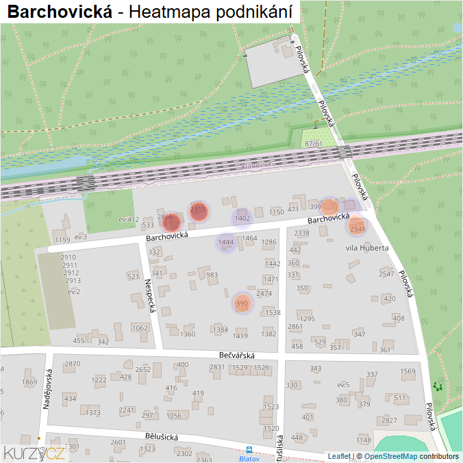 Mapa Barchovická - Firmy v ulici.