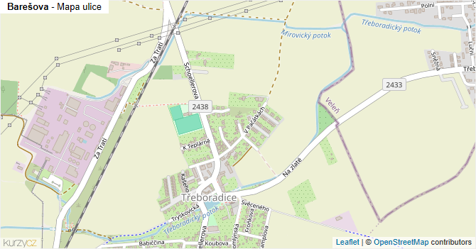 Barešova - mapa ulice