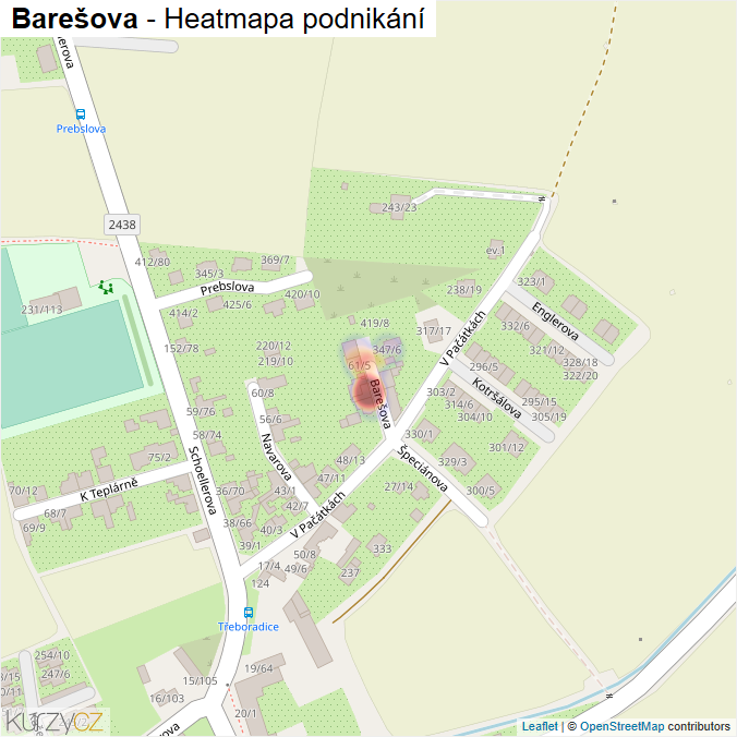 Mapa Barešova - Firmy v ulici.