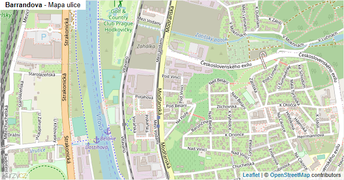 Barrandova - mapa ulice