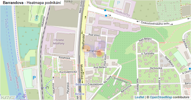 Barrandova - mapa podnikání
