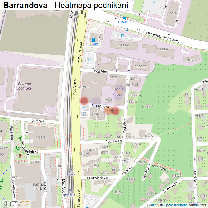 Mapa Barrandova - Firmy v ulici.