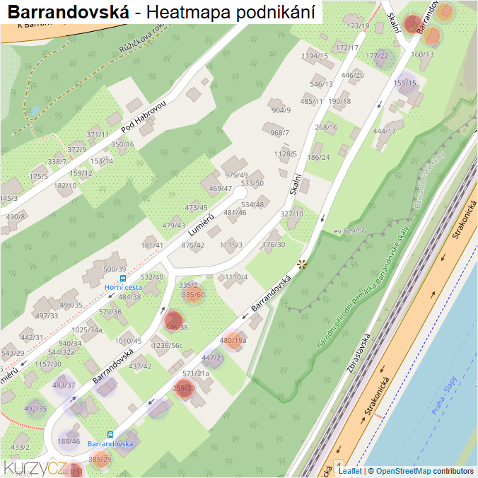 Mapa Barrandovská - Firmy v ulici.
