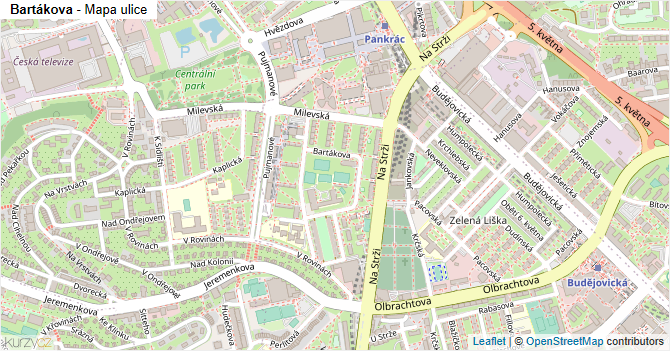 Bartákova - mapa ulice