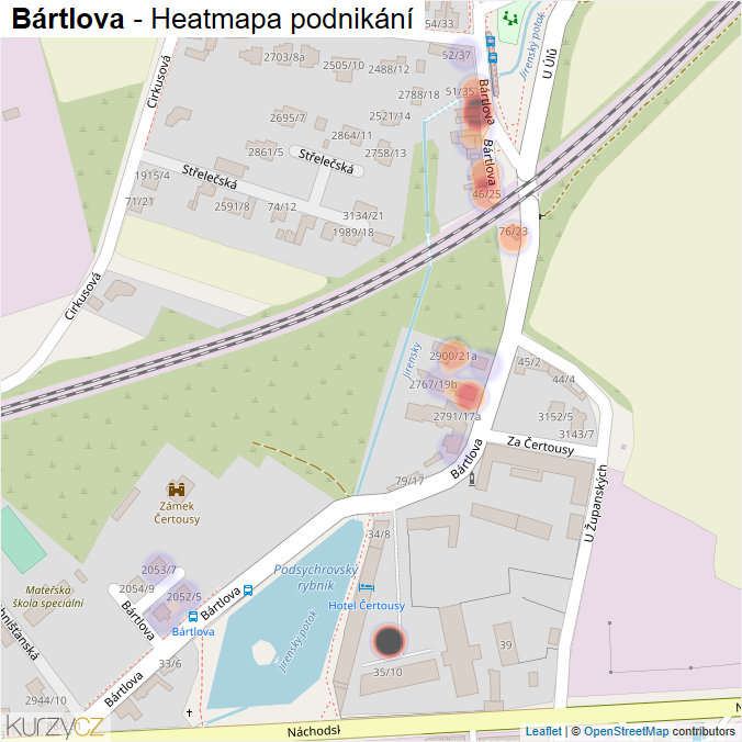 Mapa Bártlova - Firmy v ulici.