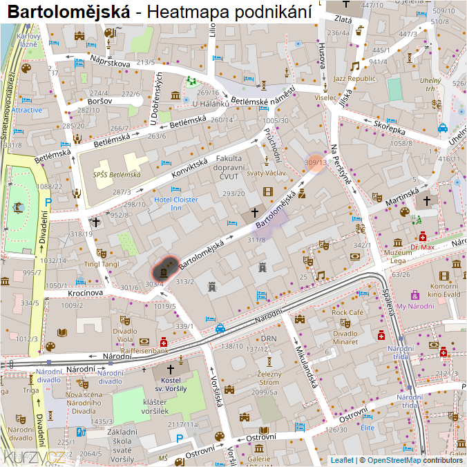 Mapa Bartolomějská - Firmy v ulici.