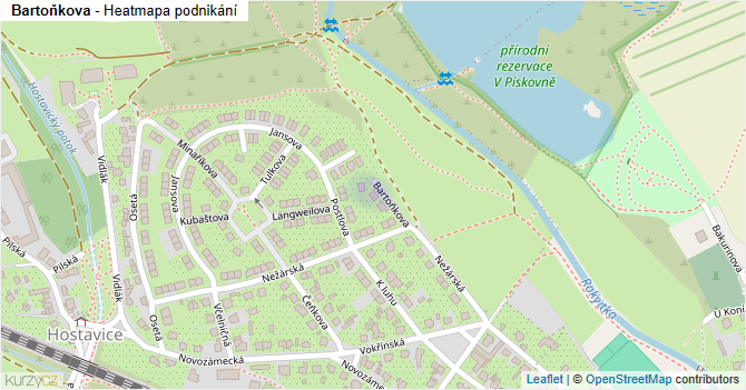 Bartoňkova - mapa podnikání