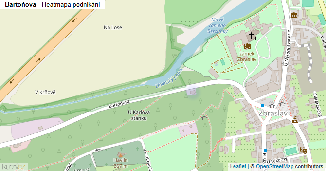Bartoňova - mapa podnikání
