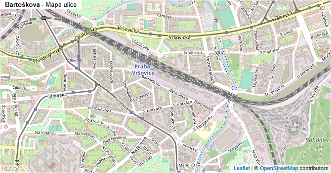 Bartoškova - mapa ulice