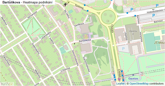 Bartůňkova - mapa podnikání