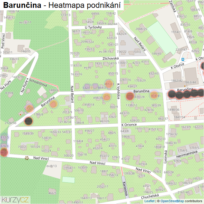Mapa Barunčina - Firmy v ulici.