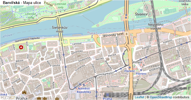 Barvířská - mapa ulice