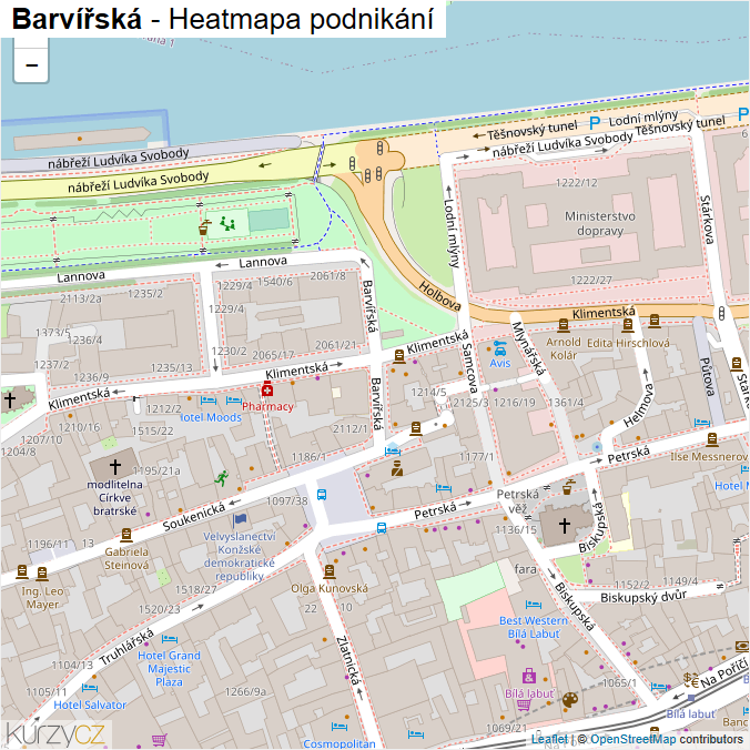 Mapa Barvířská - Firmy v ulici.