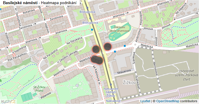 Basilejské náměstí - mapa podnikání
